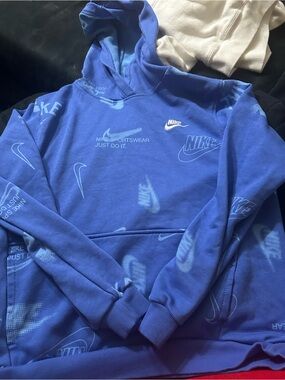 Nike Royal Blue Allover Logo Hoodie